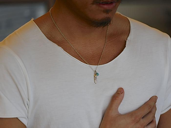 Small Feather & Turquoise necklace – amp japan
