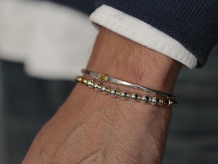 3mm Hammered Silver Bangle -Smile- – amp japan